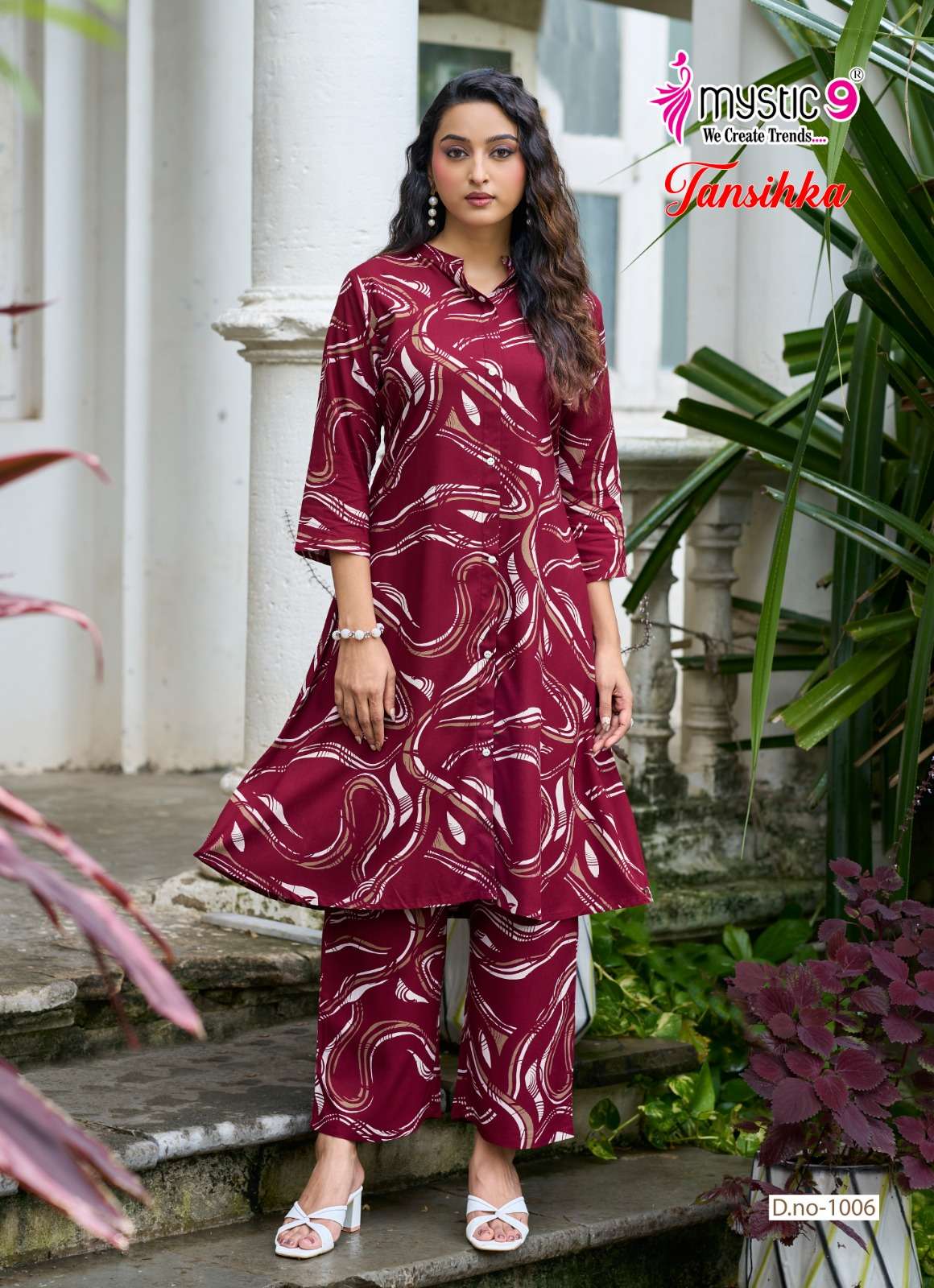 MYSTIC 9 TANISHKA VOL 1 HEAVY VISCOSE PRINT A LINE CUT CORD SET SURAT BRAND WHOLESALER 